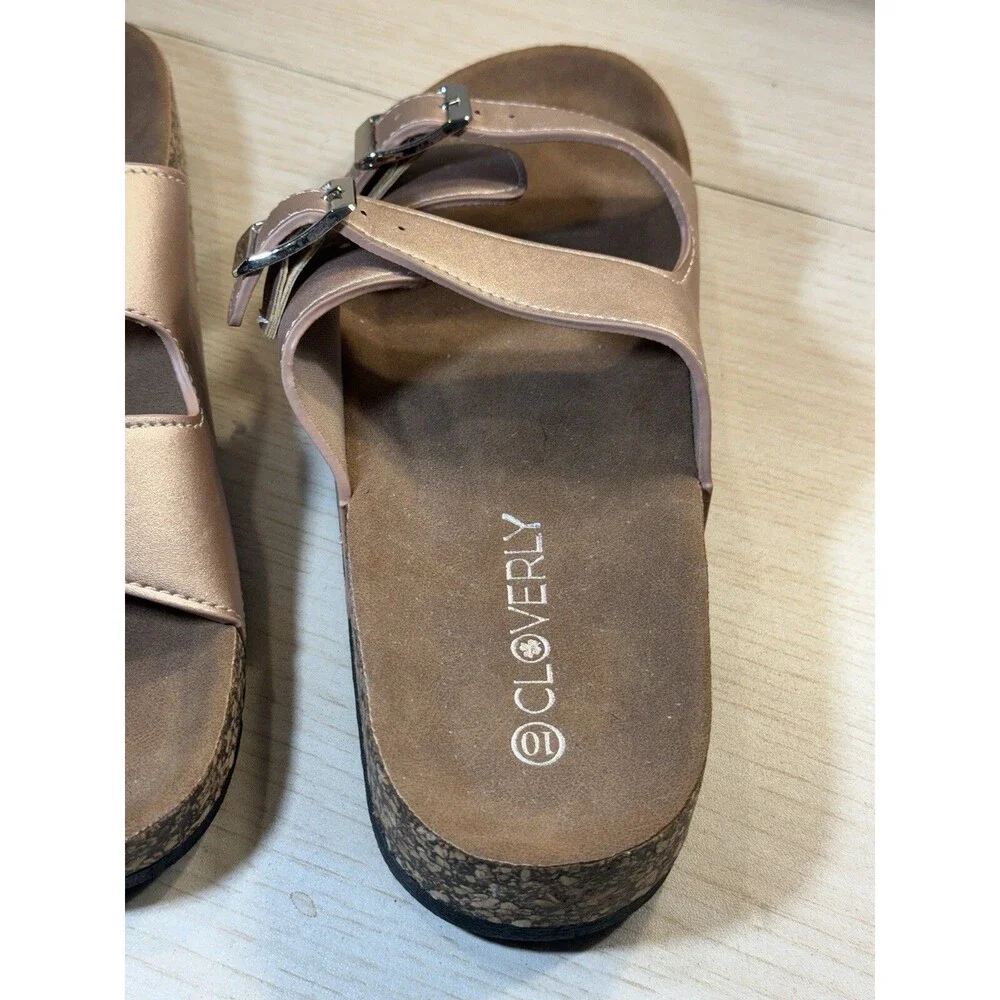 Cloverly Sandals Womens 10 Two Strap Slides Gold  Open Toe Worn Once